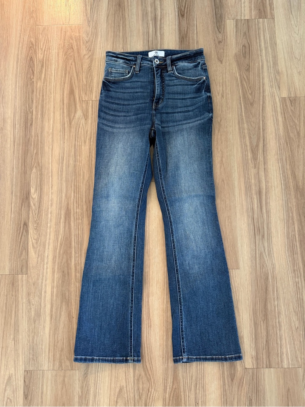 Mid-Rise Bootcut Jeans in Dark Blue Wash